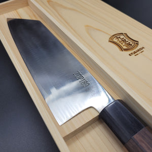 ZDP189 Bunka 190mm with Japanese Cypress raw wood case - Rosewood handle